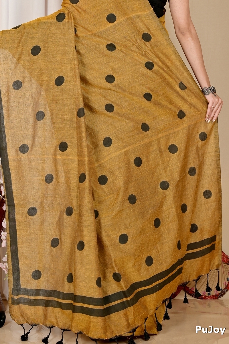 Brown Pure Cotton Tip Hand Loom Saree (1303)
