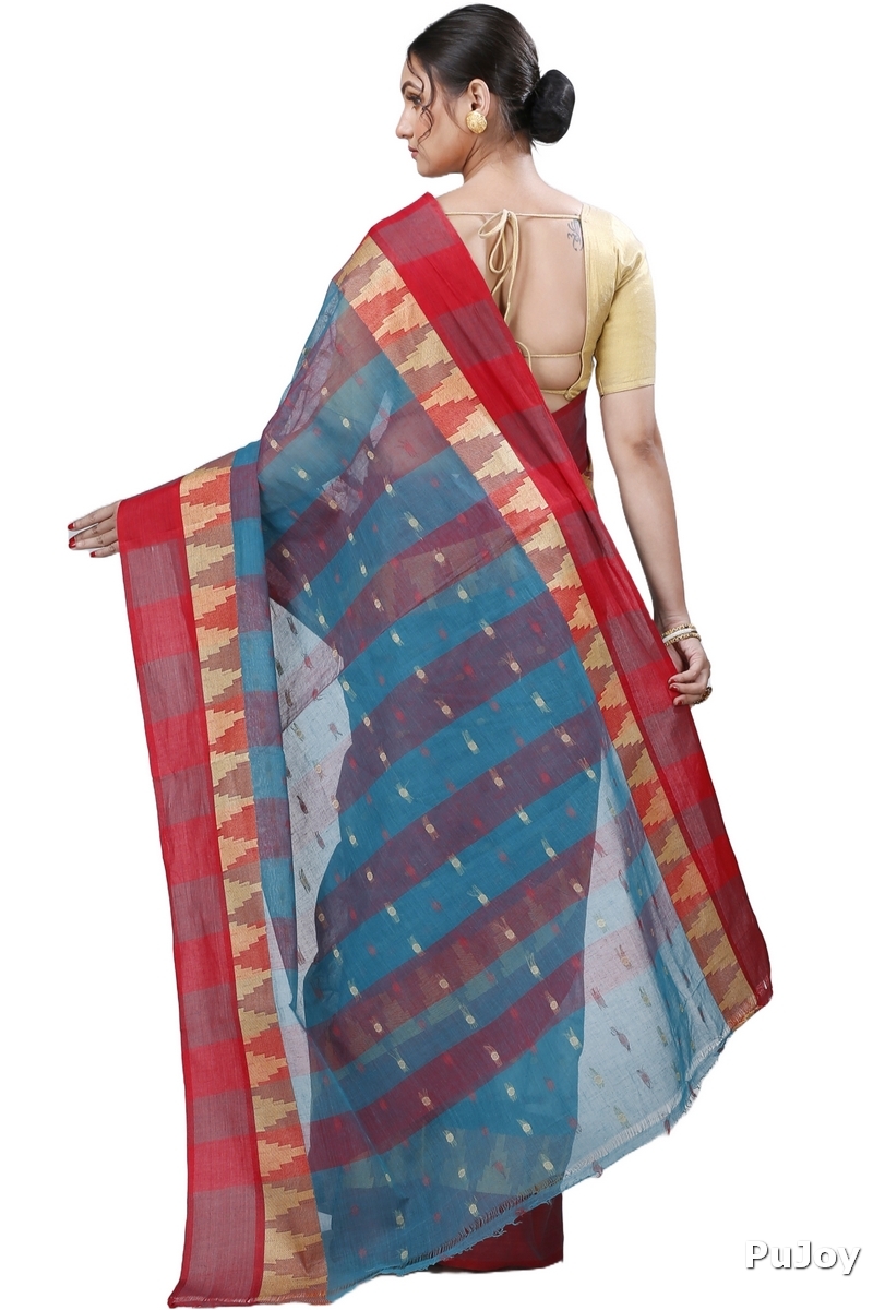 Bottel Green Pure Cotton Jamuna Tant Saree (1310)