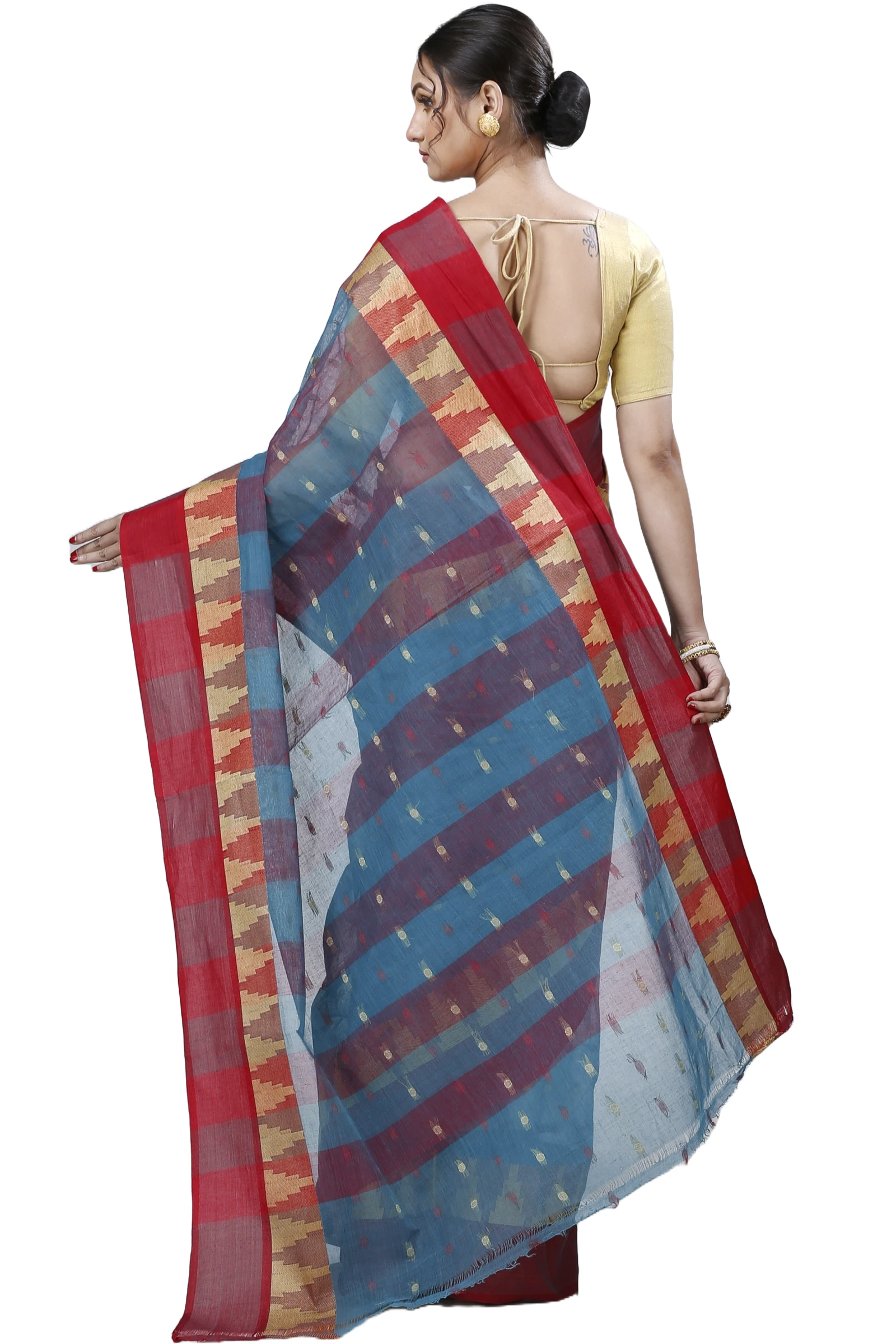 Bottel Green Pure Cotton Jamuna Tant Saree (1310)