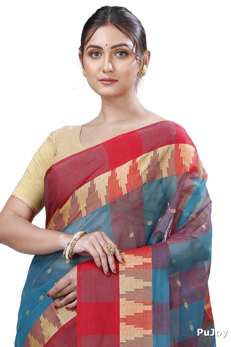 Bottel Green Pure Cotton Jamuna Tant Saree (1310)