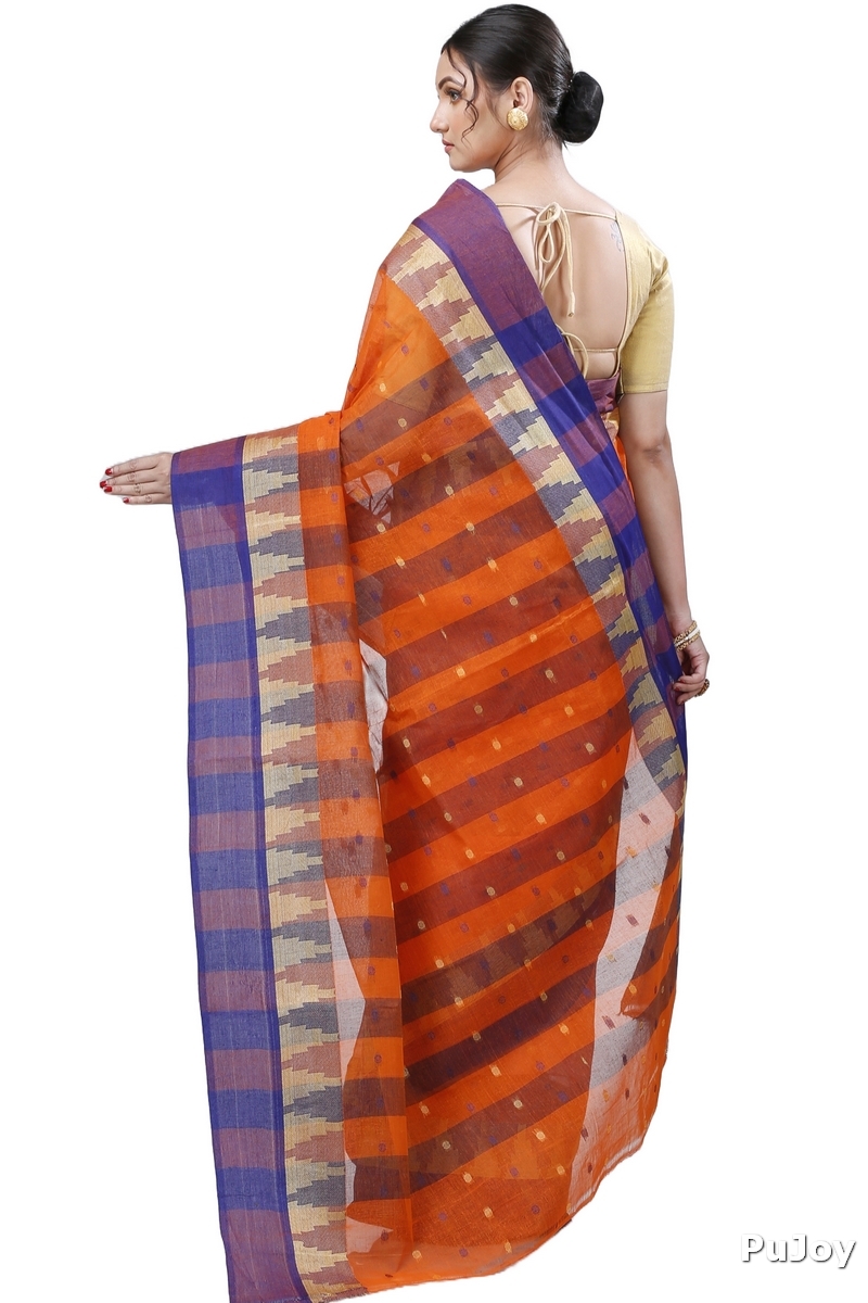 Orange Pure Cotton Jamuna Tant Saree (1311)
