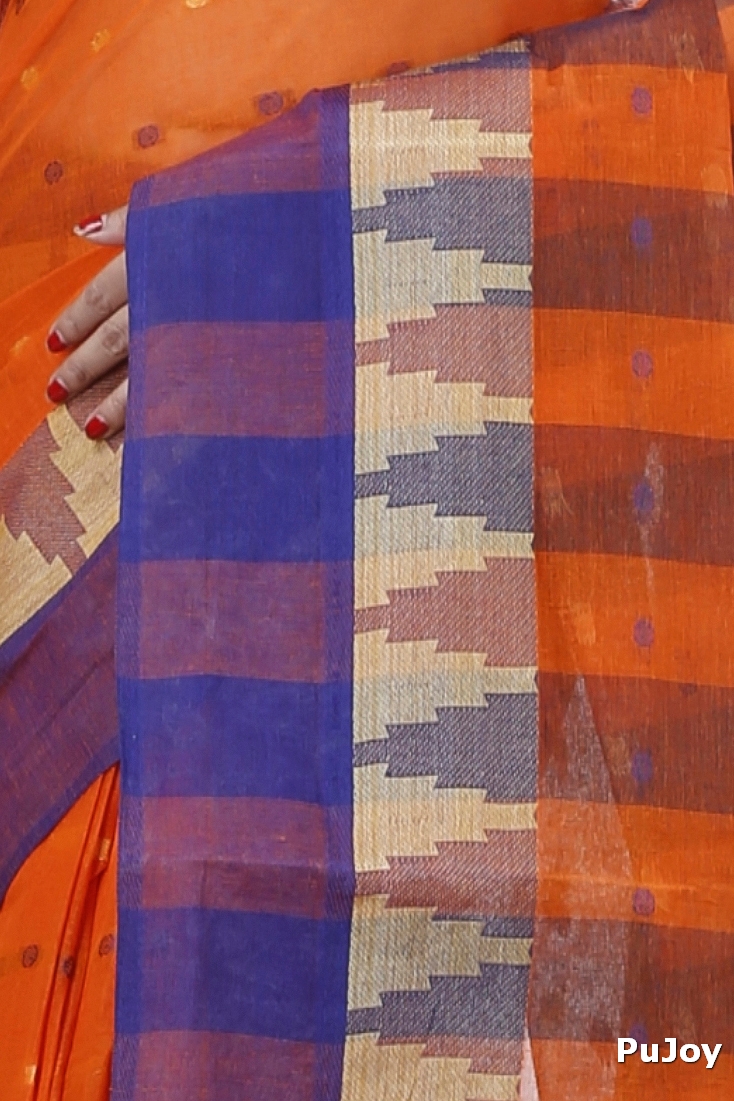 Orange Pure Cotton Jamuna Tant Saree (1311)