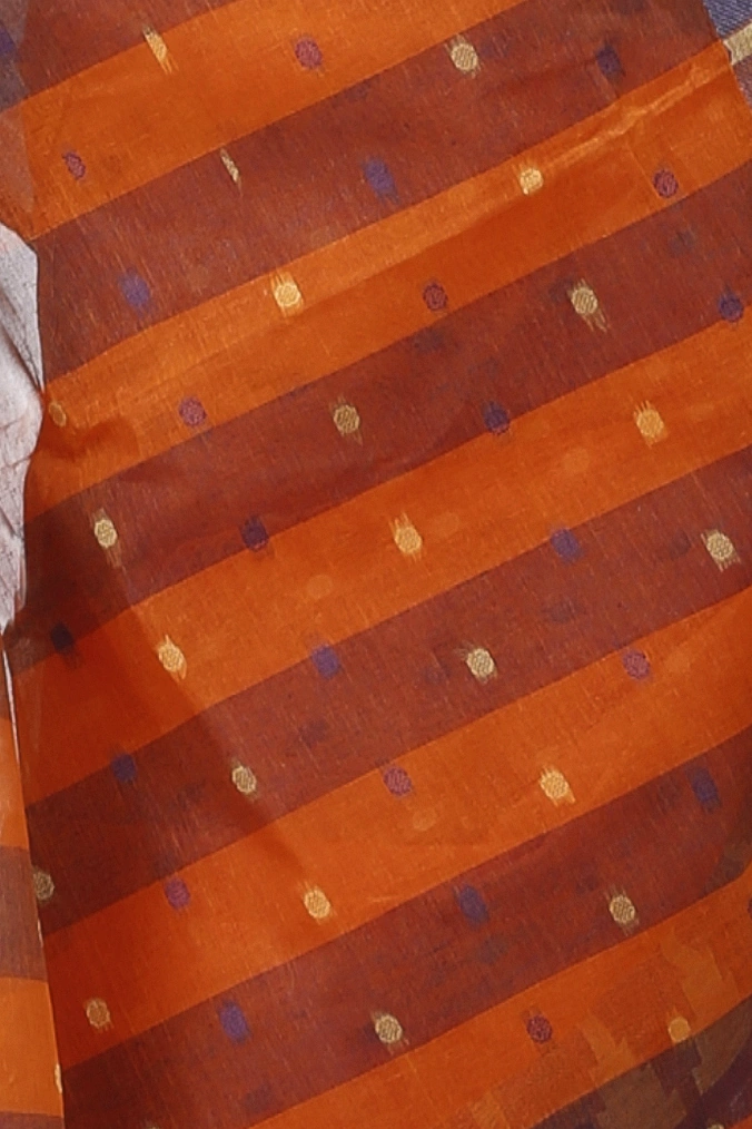 Orange Pure Cotton Jamuna Tant Saree (1311)
