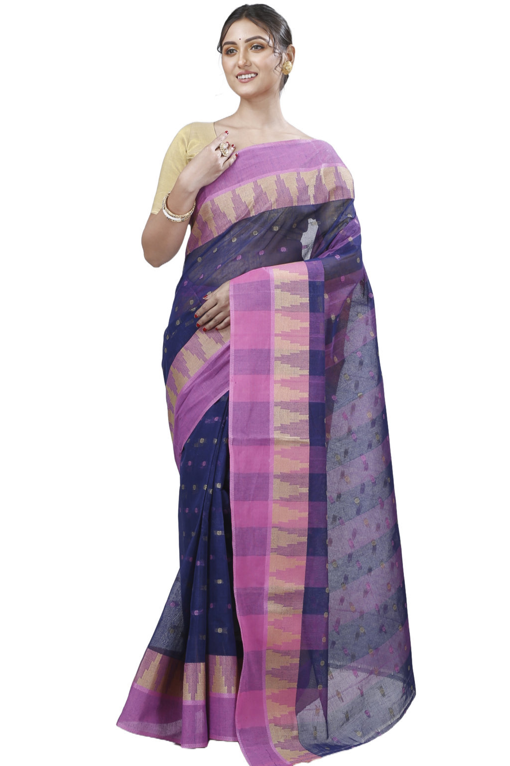 Naby Blue Pure Cotton Jamuna Tant Saree (1312)