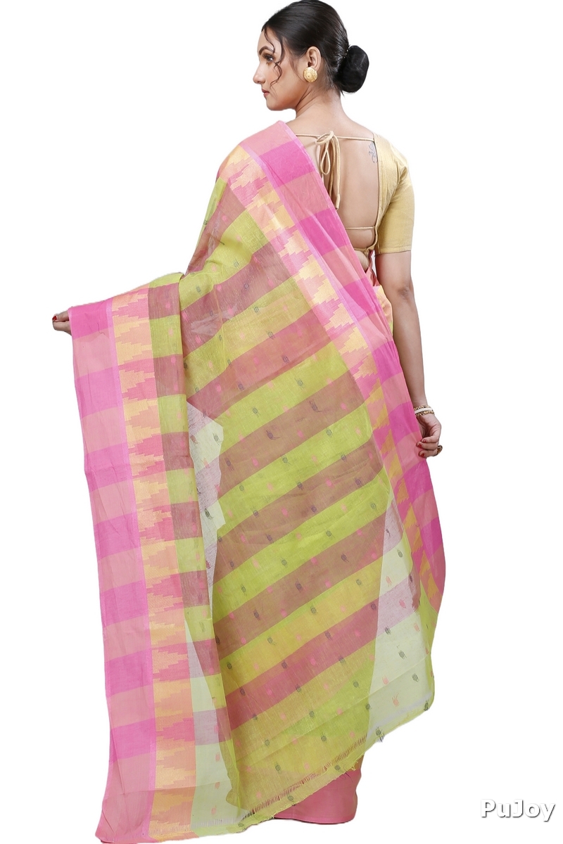 Green Pure Cotton Jamuna Tant Saree (1313)