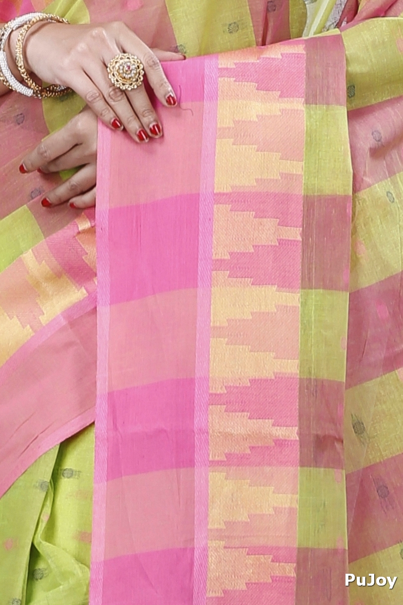 Green Pure Cotton Jamuna Tant Saree (1313)