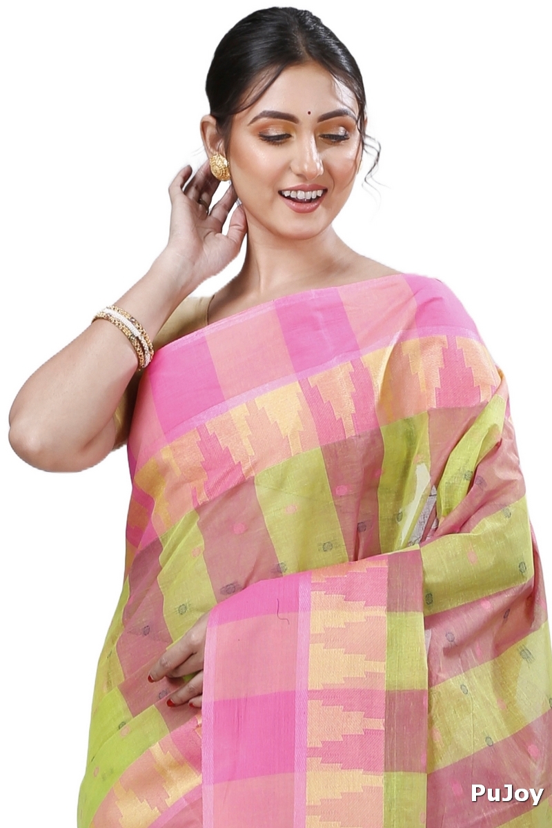 Green Pure Cotton Jamuna Tant Saree (1313)