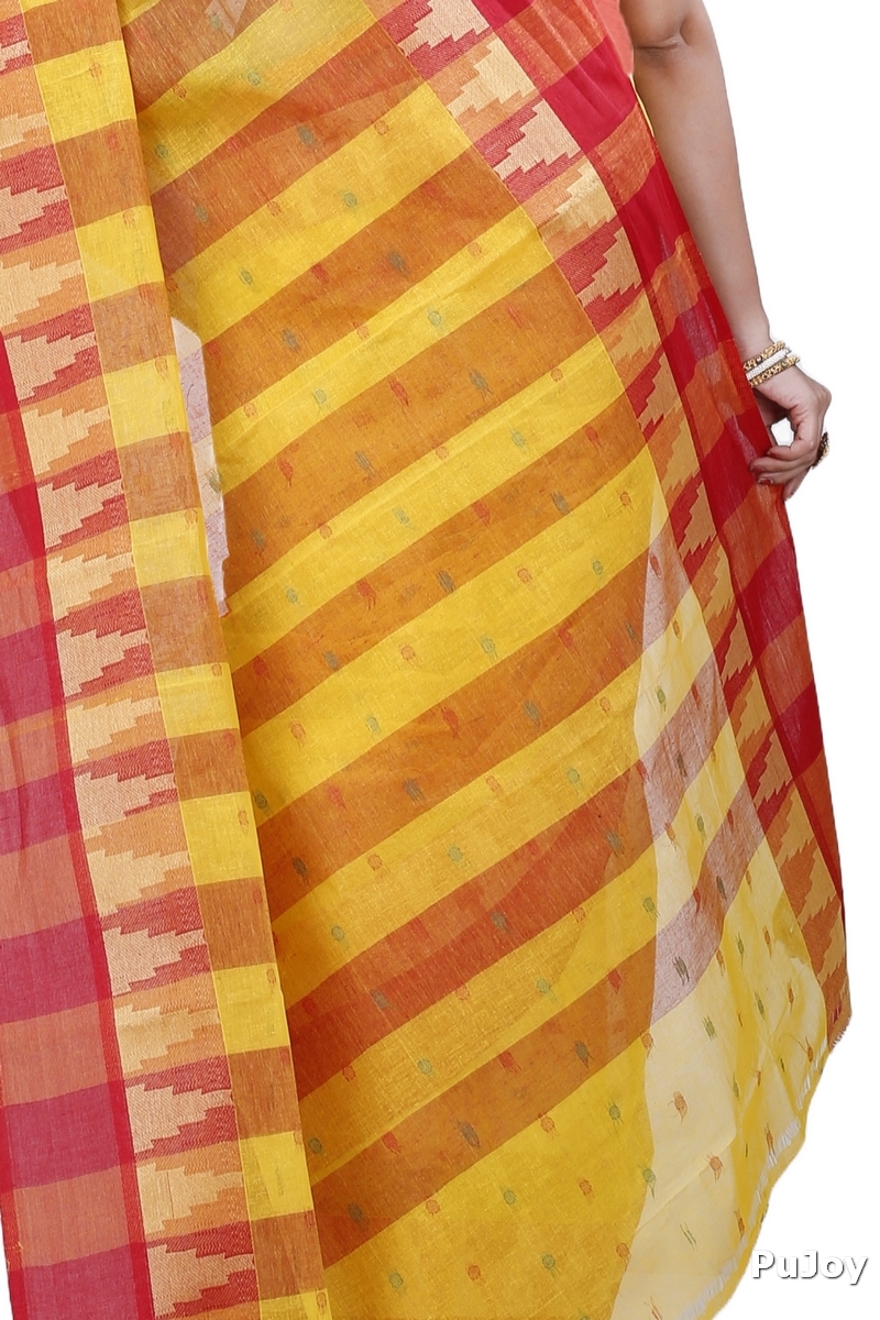Yellow Pure Cotton Jamuna Tant Saree (1314)