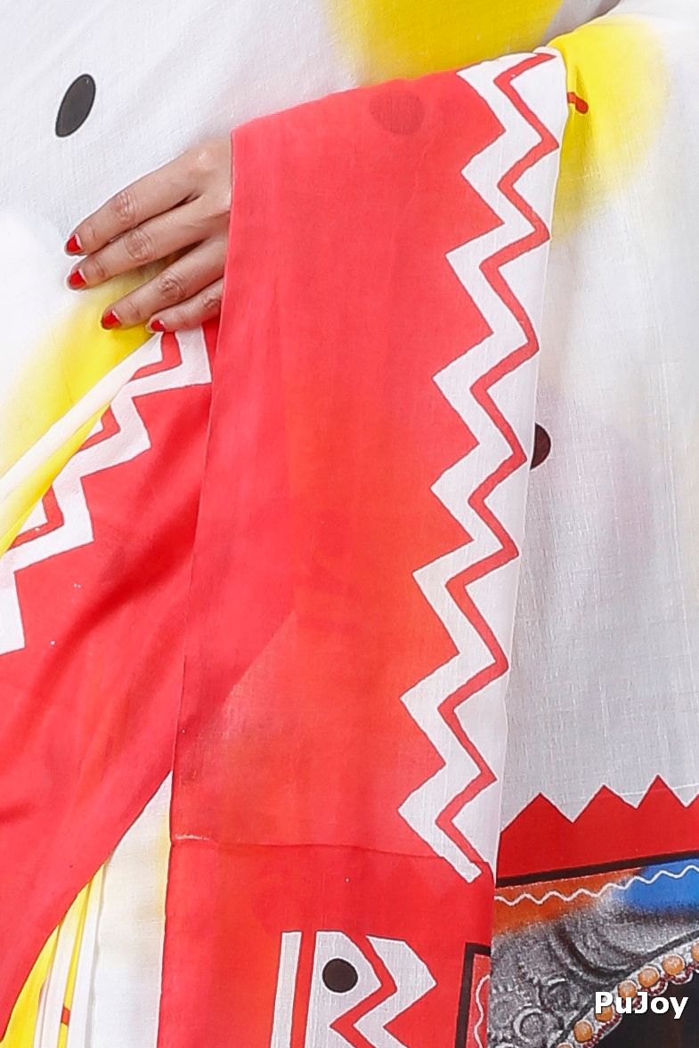Multycolor Pure Cotton Durga Printed Handloom Saree (1315)