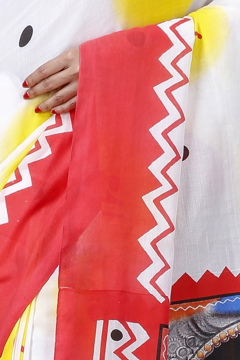 Multycolor Pure Cotton Durga Printed Handloom Saree (1315)