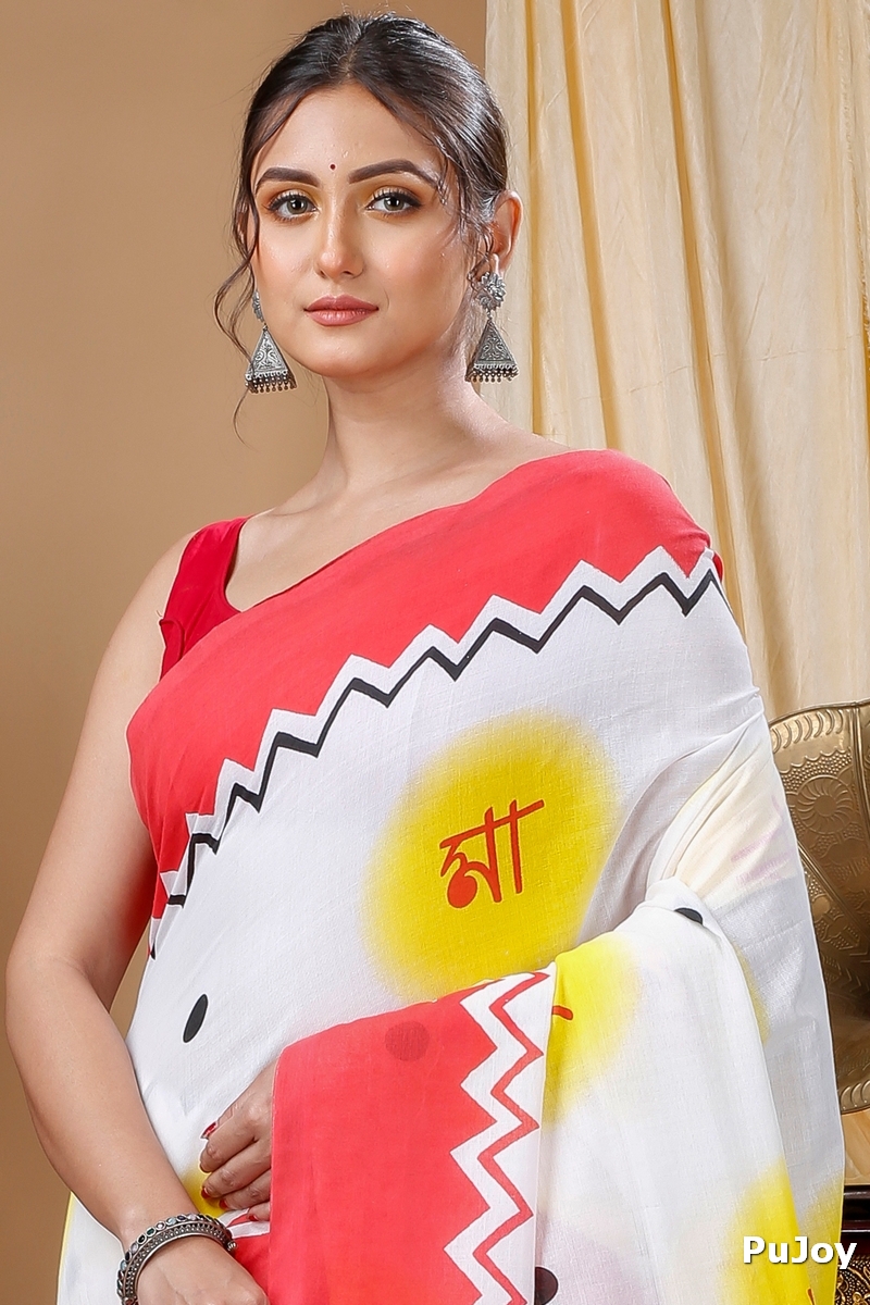 Multycolor Pure Cotton Durga Printed Handloom Saree (1315)
