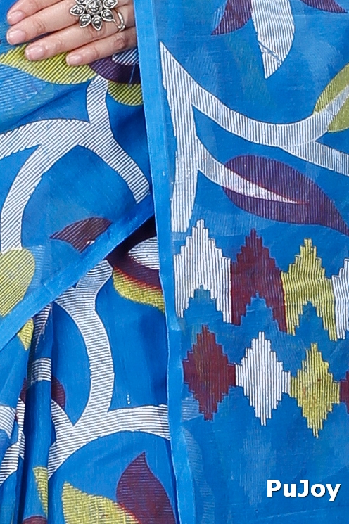 Blue Cotton Naren Hand Loom Saree (1319)