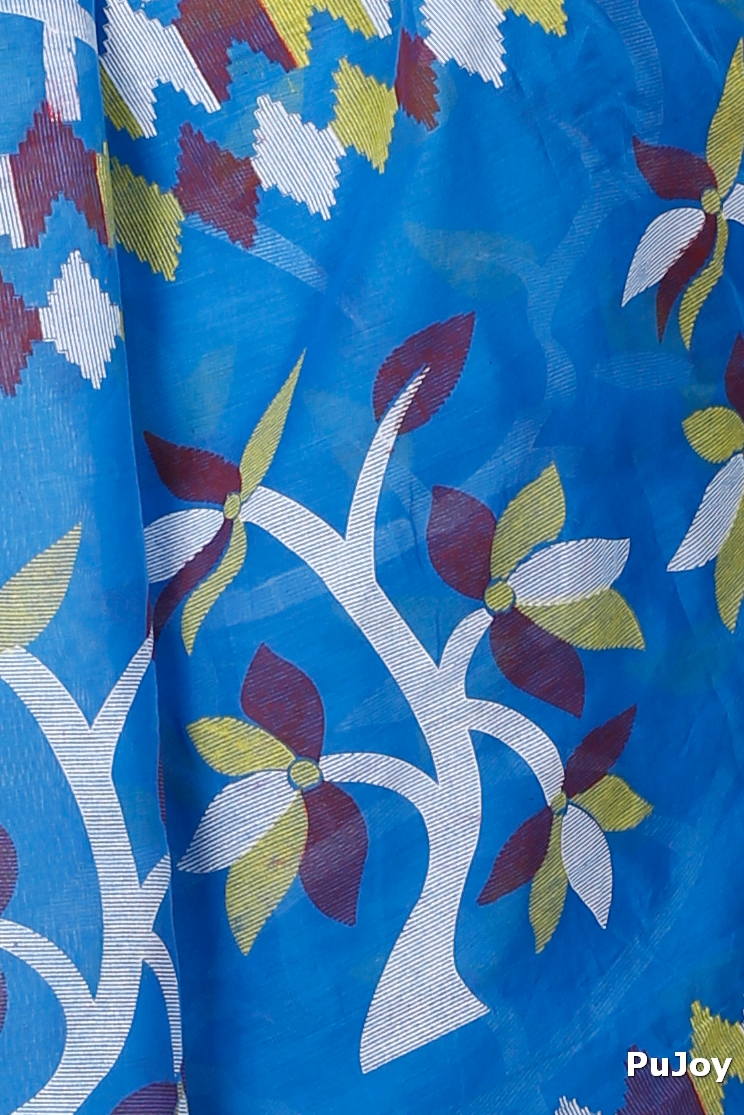 Blue Cotton Naren Hand Loom Saree (1319)
