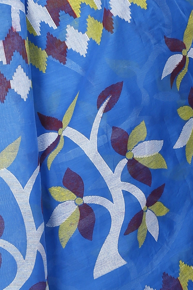 Blue Cotton Naren Hand Loom Saree (1319)
