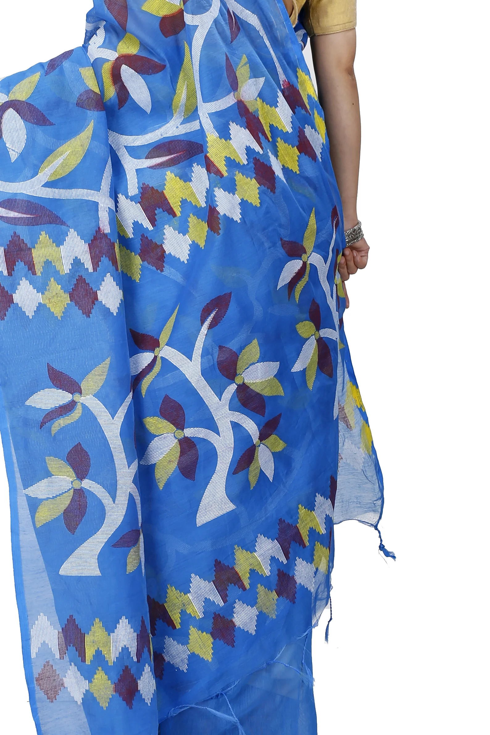 Blue Cotton Naren Hand Loom Saree (1319)