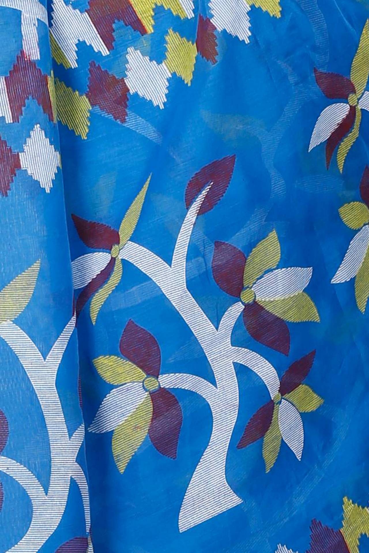 Blue Cotton Naren Hand Loom Saree (1319)