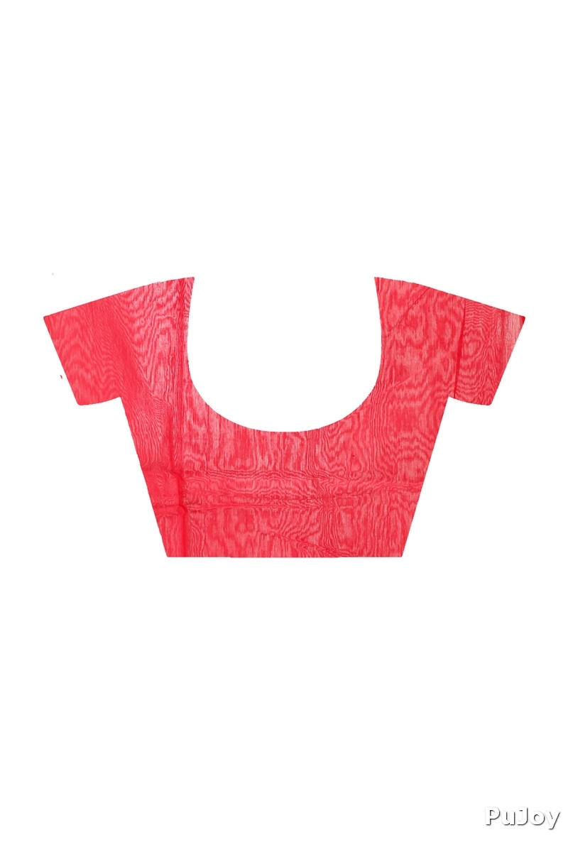 Red Cotton Naren Hand Loom Saree (1321)