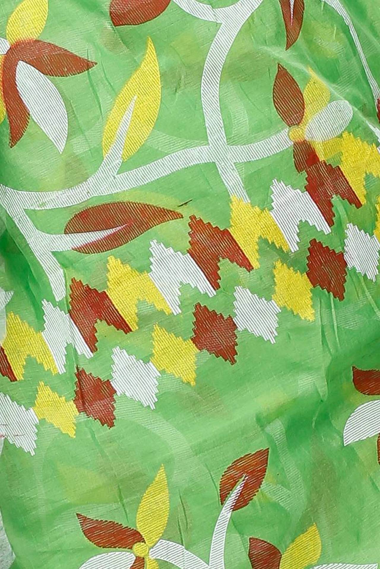 Green Cotton Naren Hand Loom Saree (1322)