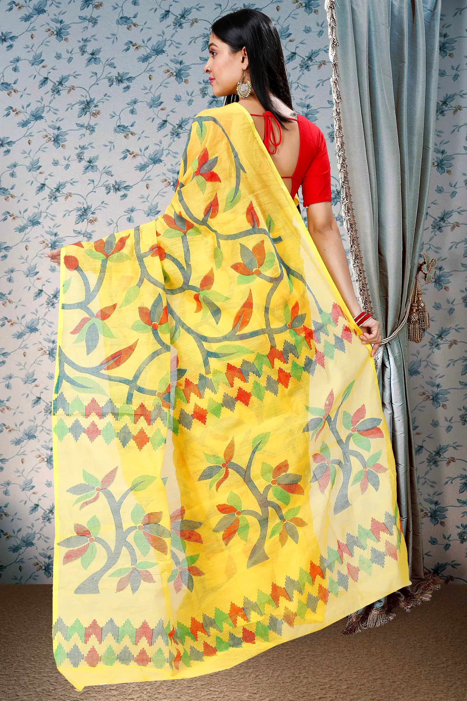 Yellow Cotton Naren Hand Loom Saree (1323)
