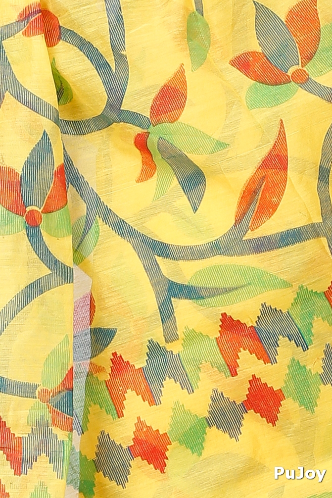 Yellow Cotton Naren Hand Loom Saree (1323)
