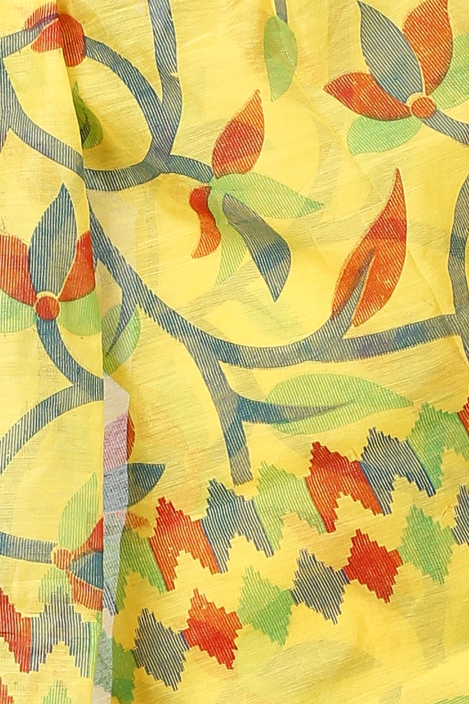 Yellow Cotton Naren Hand Loom Saree (1323)