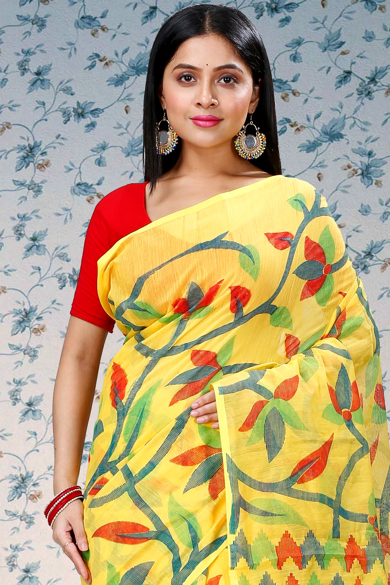 Yellow Cotton Naren Hand Loom Saree (1323)