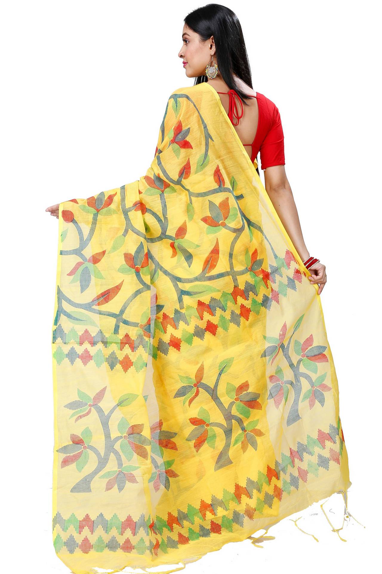 Yellow Cotton Naren Hand Loom Saree (1323)