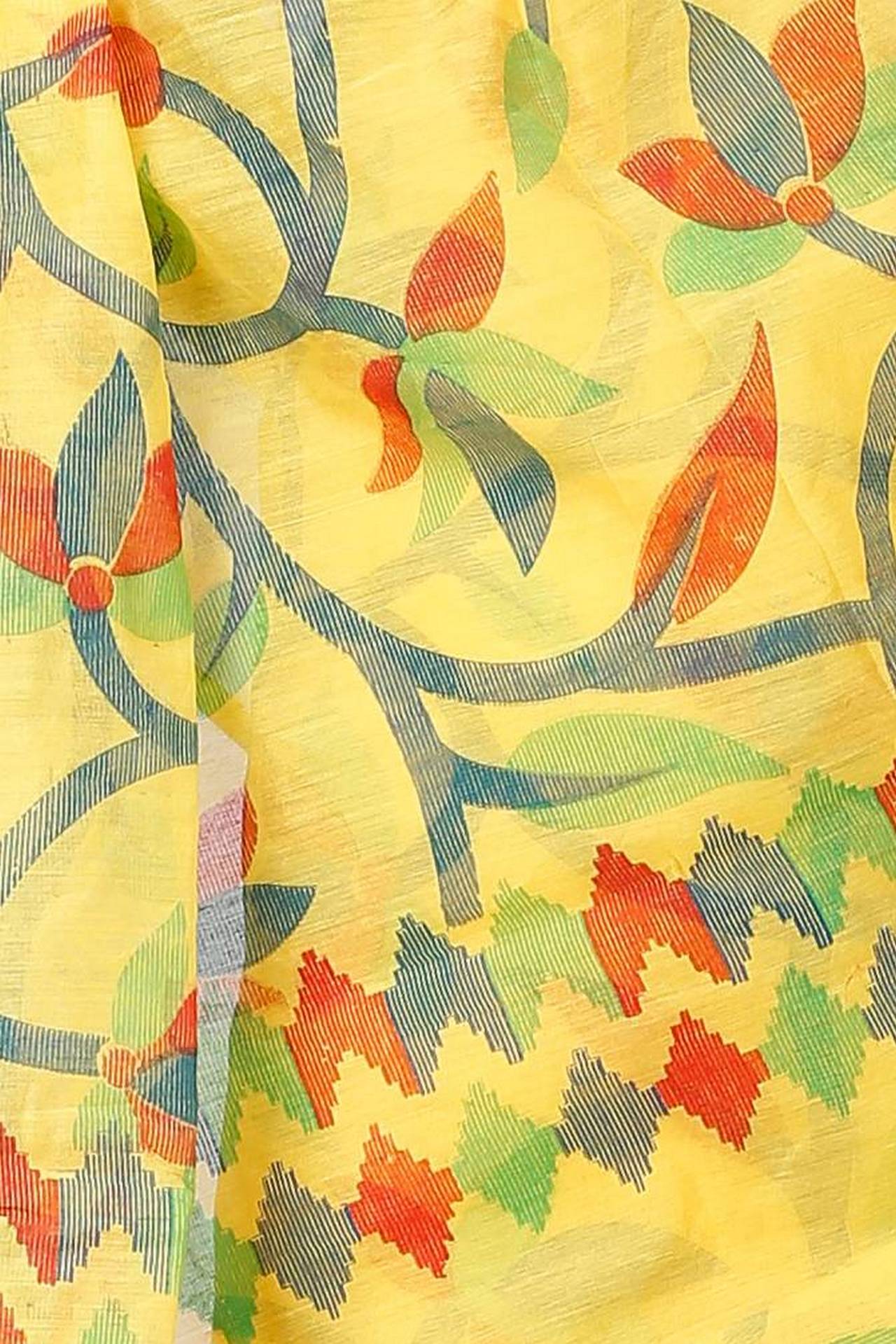 Yellow Cotton Naren Hand Loom Saree (1323)