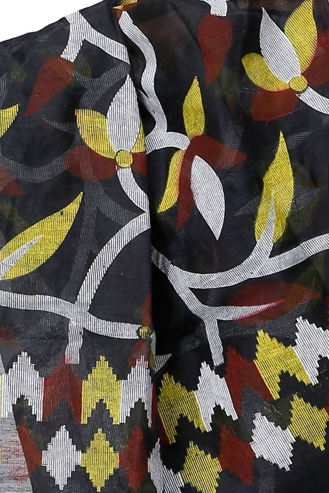 Black Cotton Naren Hand Loom Saree (1324)