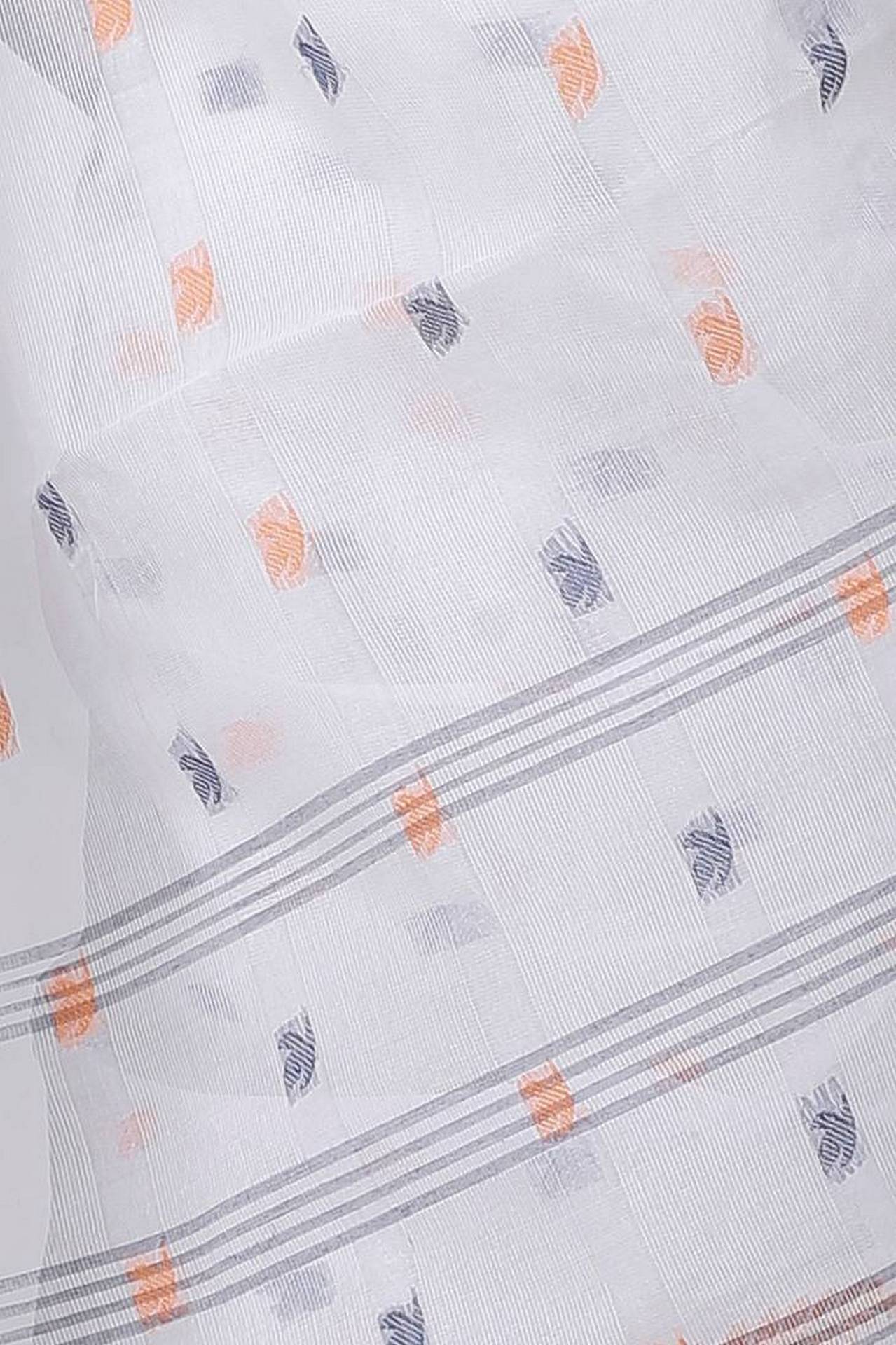 White Black Pure Cotton Nera Tant Saree (1325)