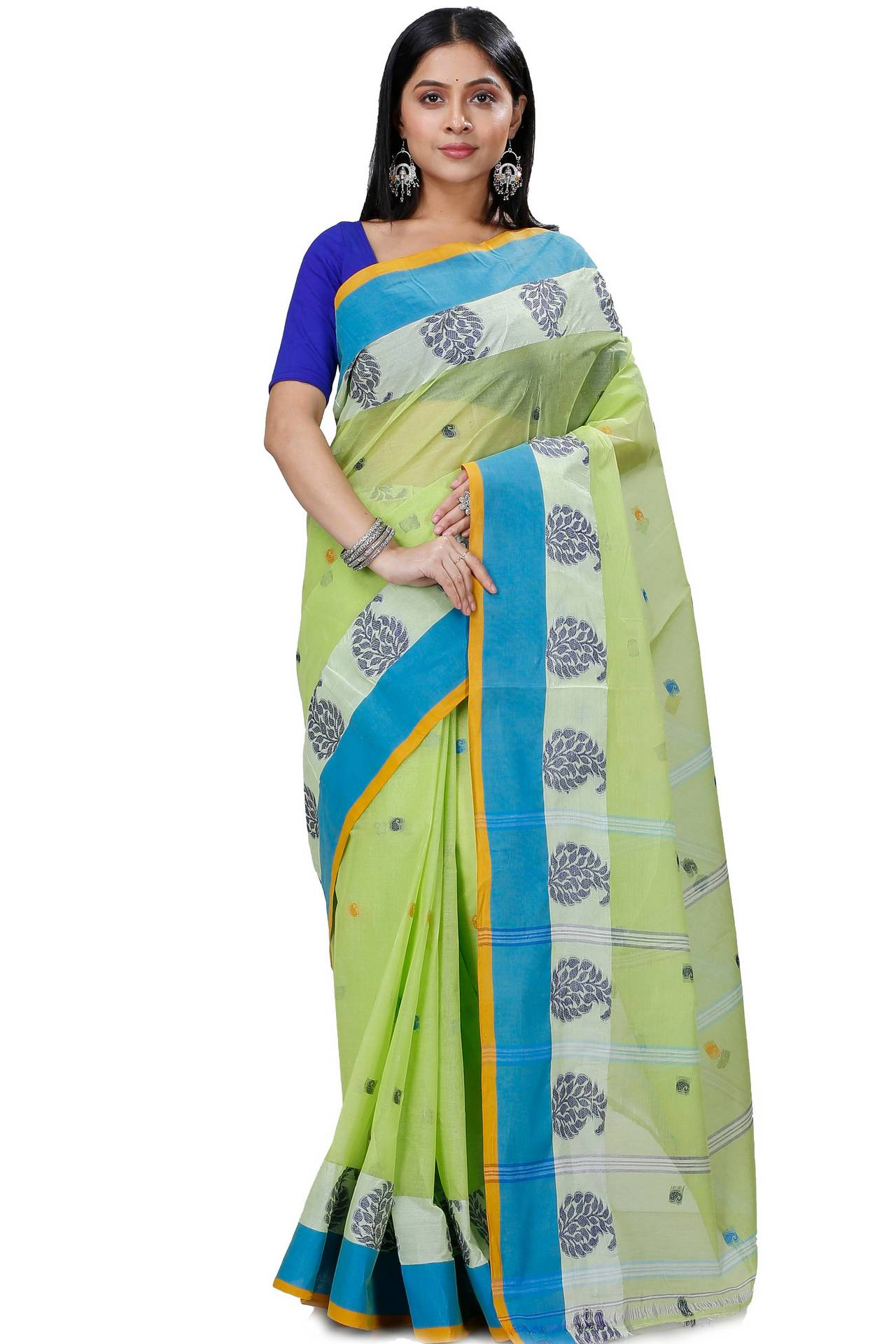 Green Pure Cotton Nera Tant Saree (1327)