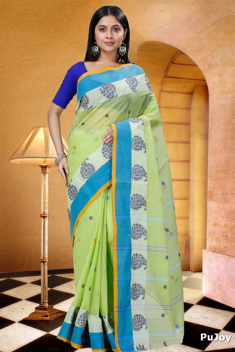 Green Pure Cotton Nera Tant Saree (1327)
