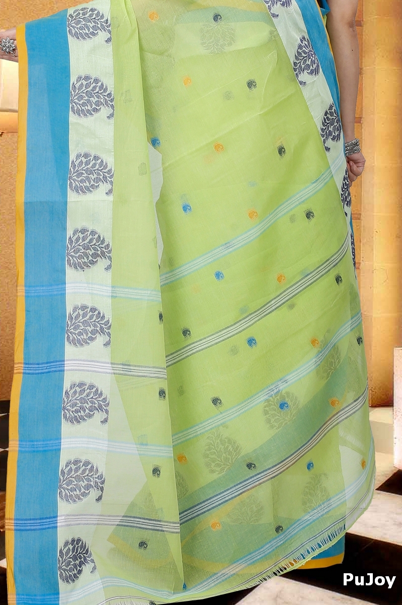 Green Pure Cotton Nera Tant Saree (1327)