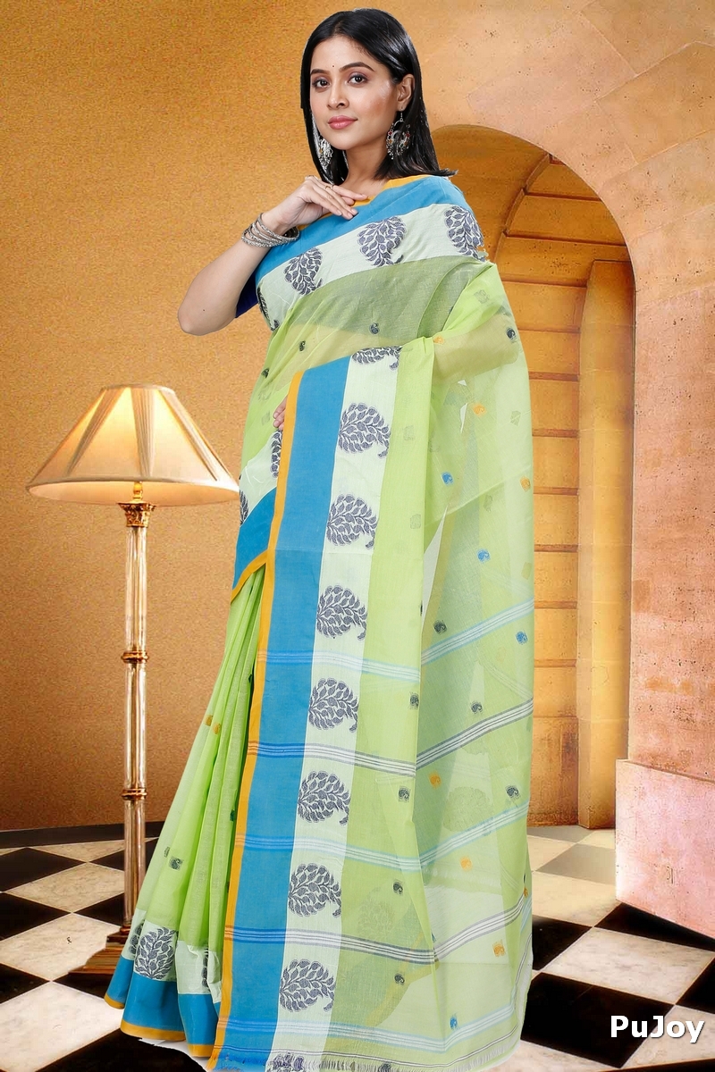 Green Pure Cotton Nera Tant Saree (1327)