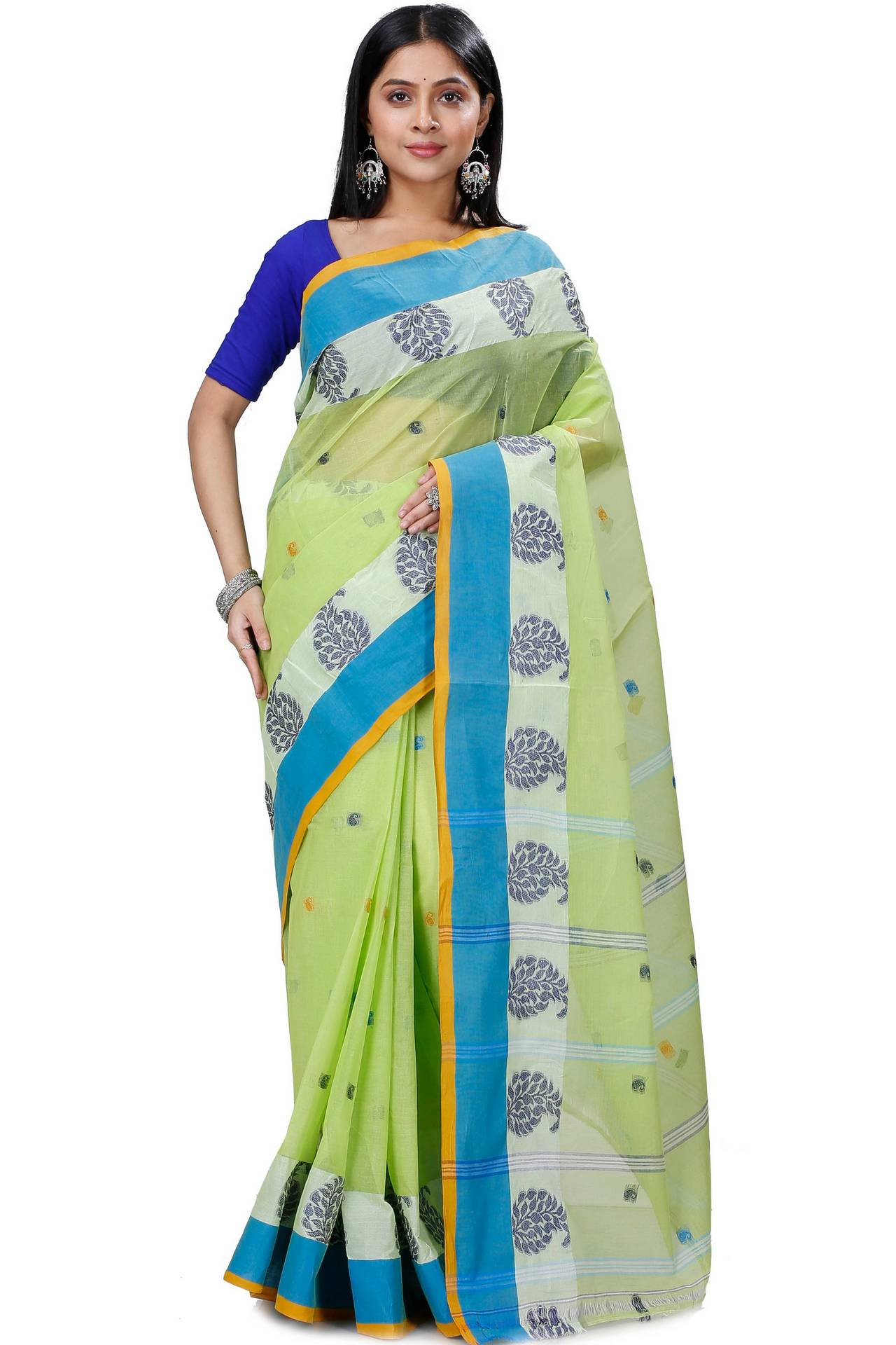 Green Pure Cotton Nera Tant Saree (1327)