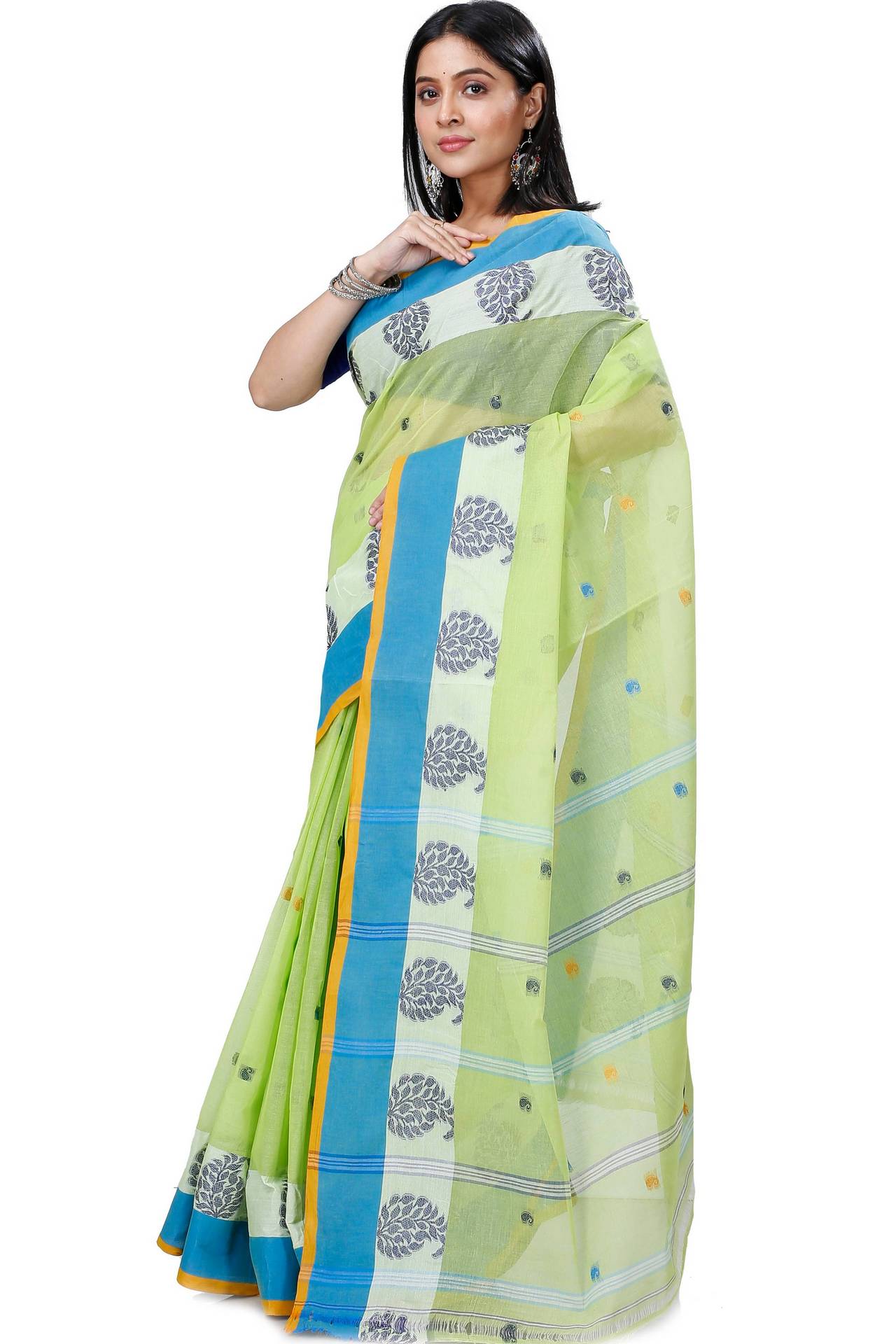 Green Pure Cotton Nera Tant Saree (1327)