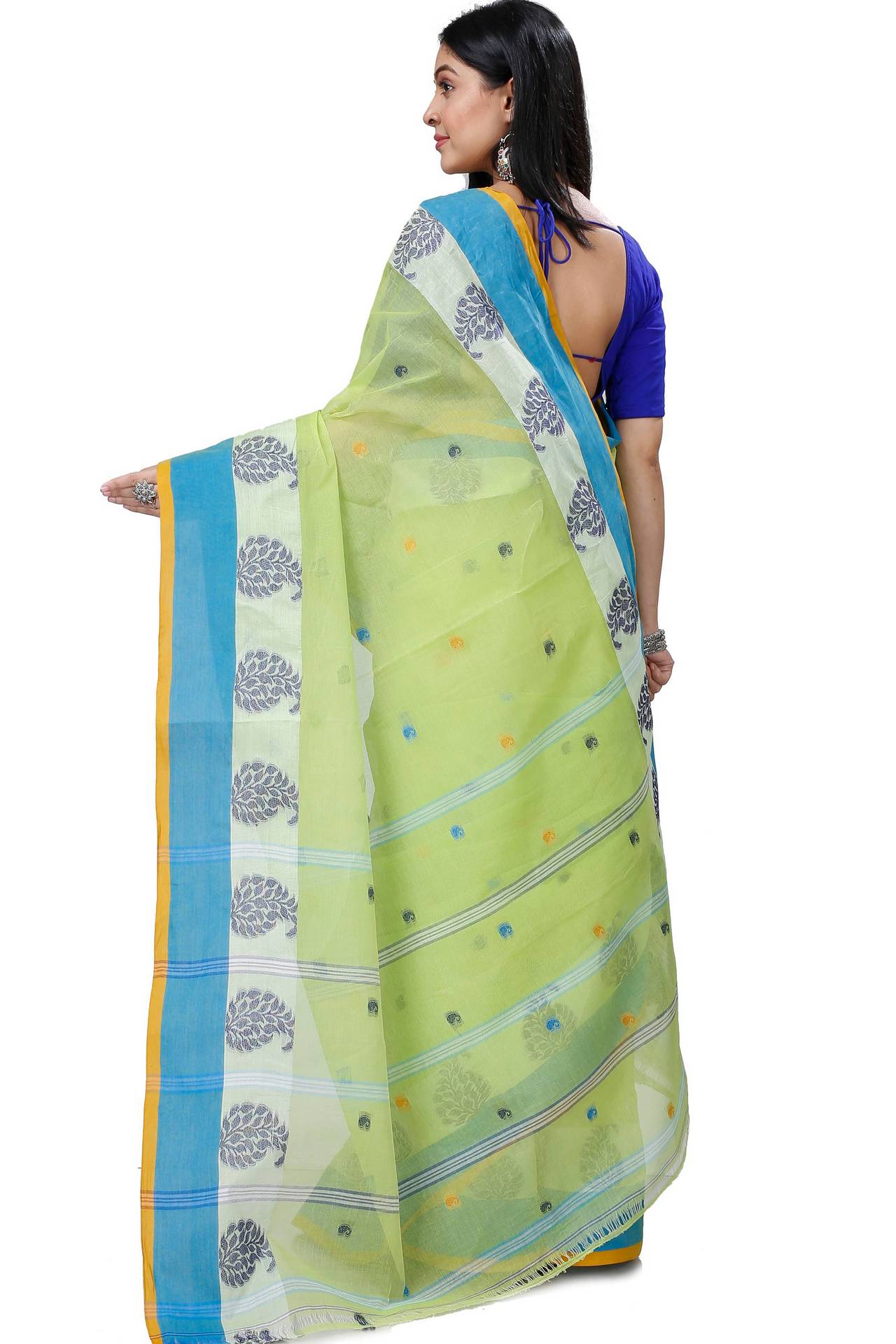 Green Pure Cotton Nera Tant Saree (1327)