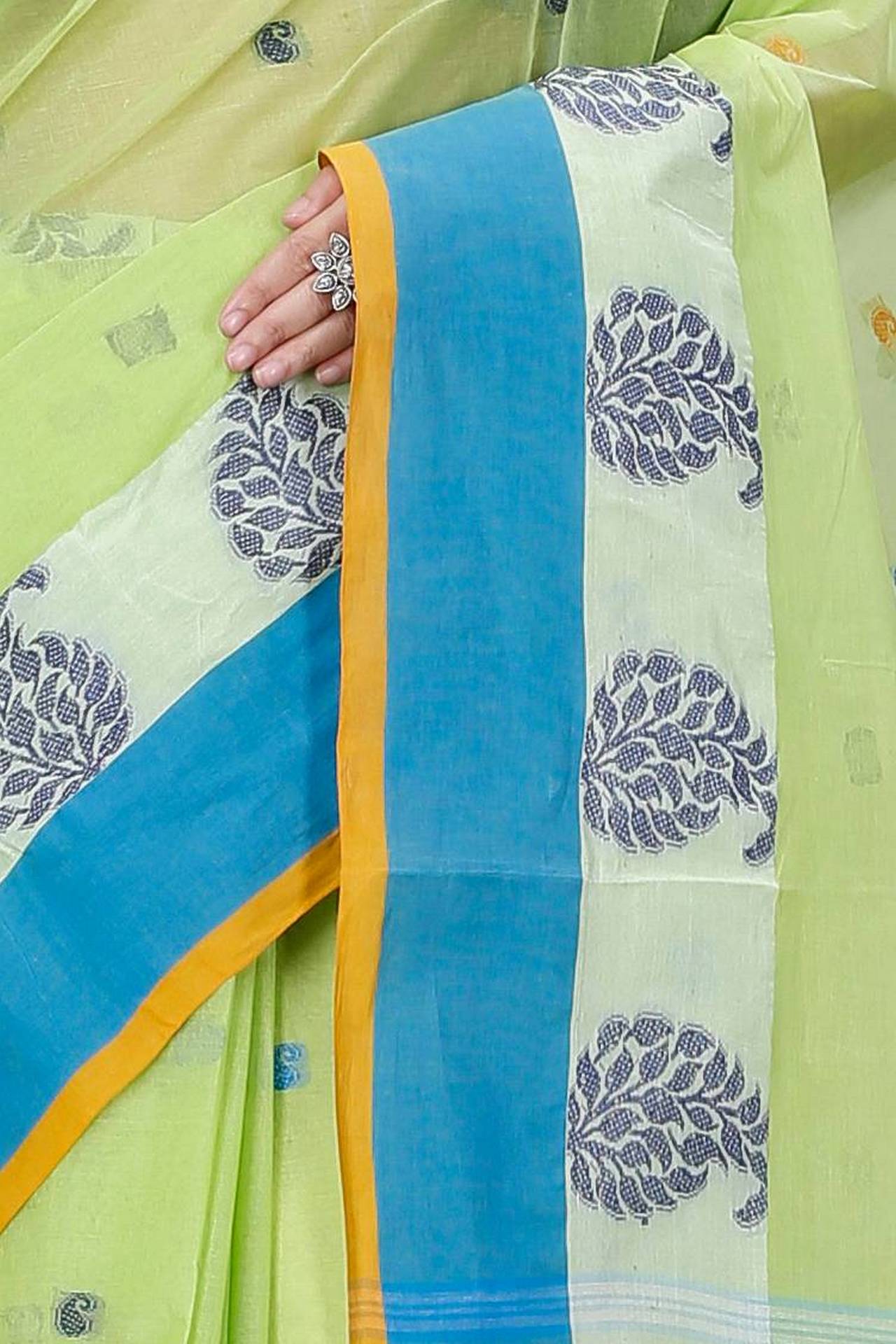 Green Pure Cotton Nera Tant Saree (1327)