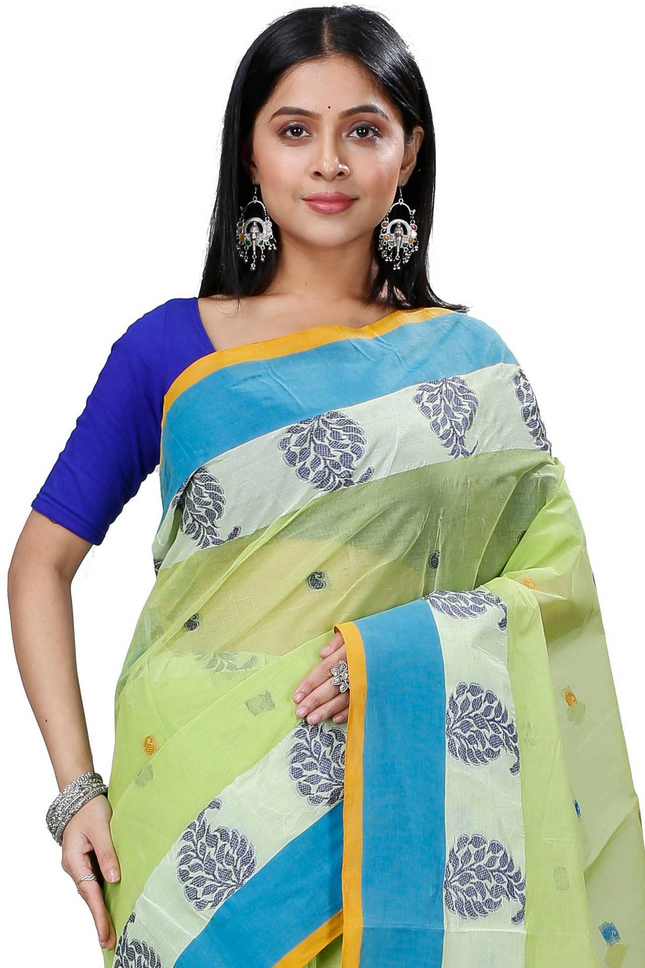 Green Pure Cotton Nera Tant Saree (1327)