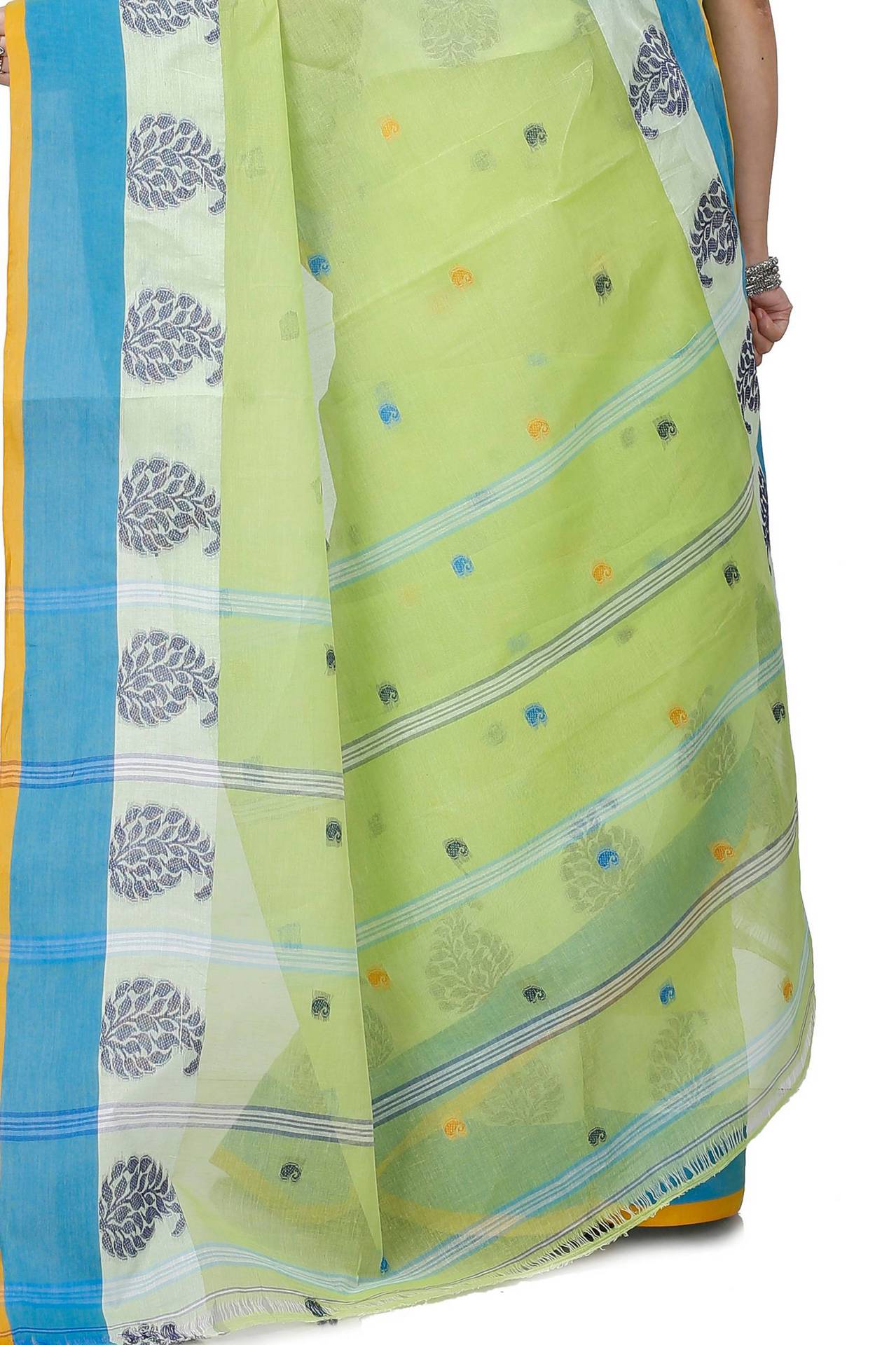 Green Pure Cotton Nera Tant Saree (1327)