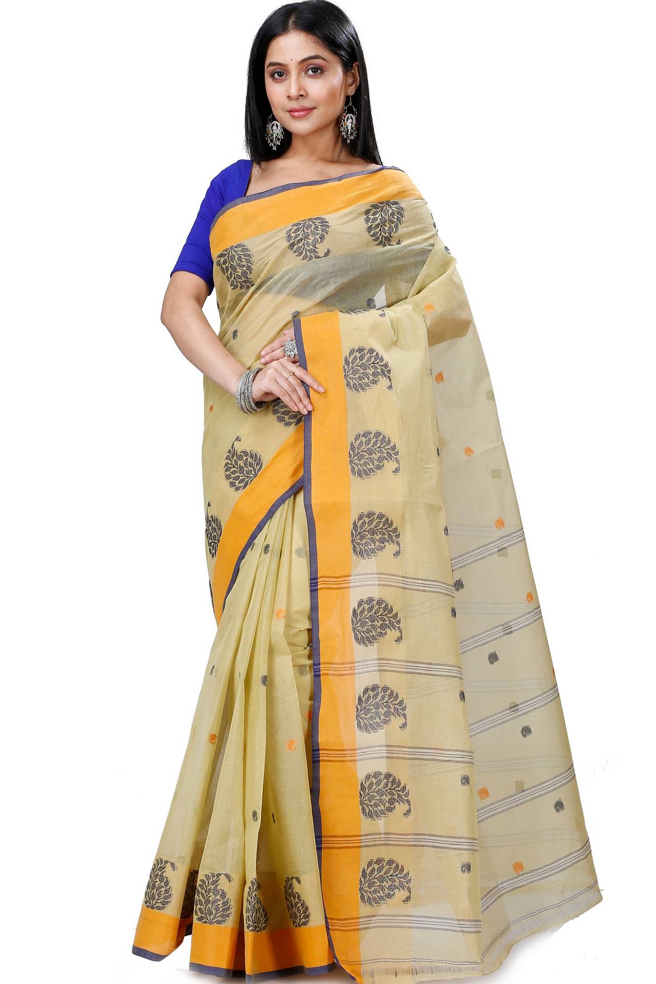 Yellow Pure Cotton Nera Tant Saree (1328)