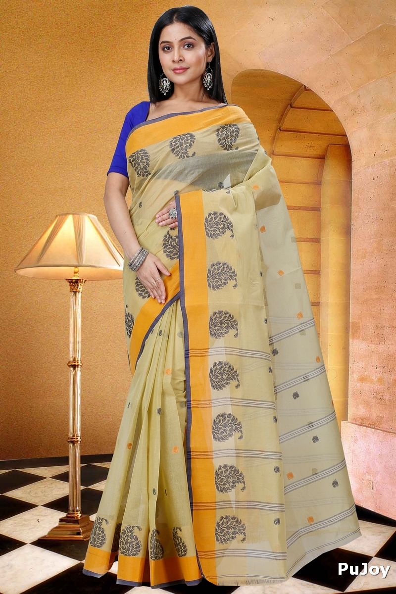 Yellow Pure Cotton Nera Tant Saree (1328)