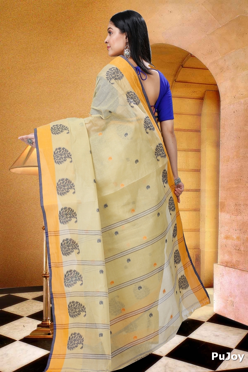 Yellow Pure Cotton Nera Tant Saree (1328)