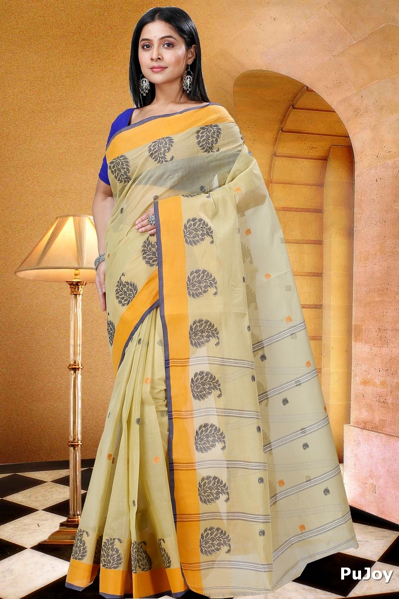 Yellow Pure Cotton Nera Tant Saree (1328)