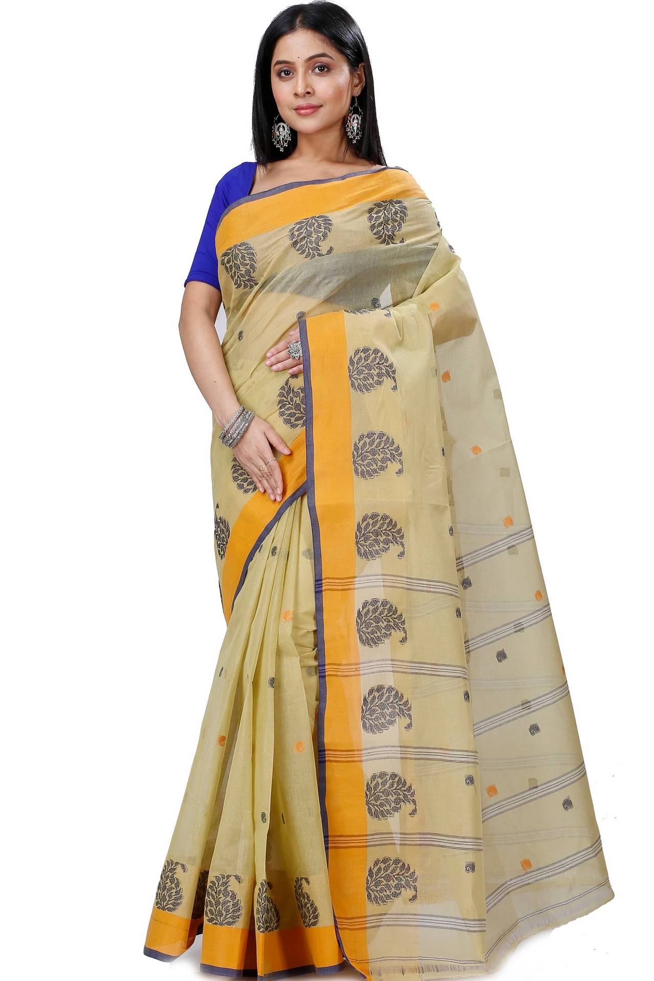 Yellow Pure Cotton Nera Tant Saree (1328)