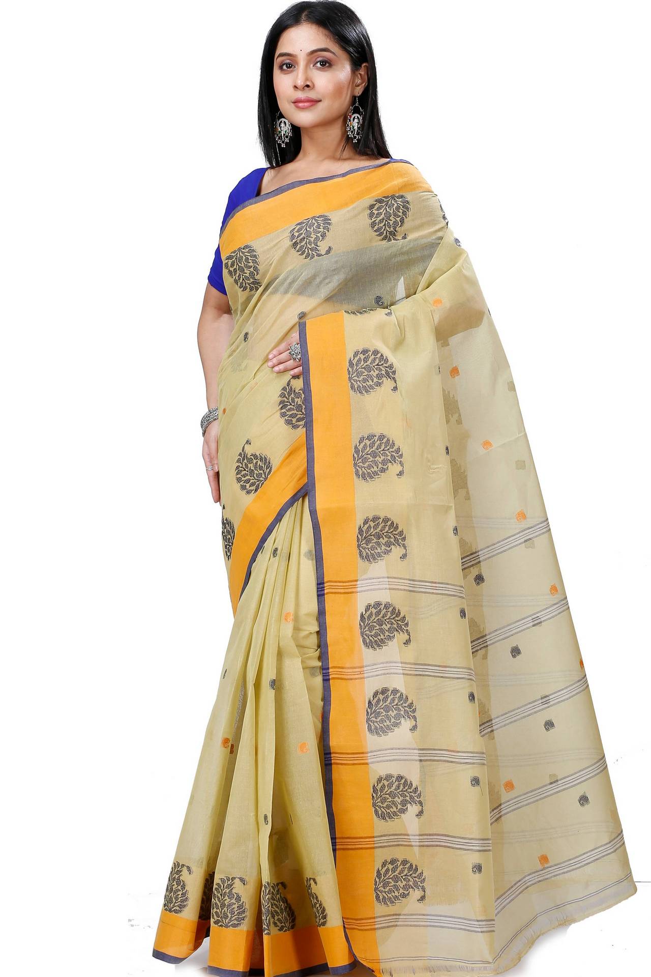 Yellow Pure Cotton Nera Tant Saree (1328)