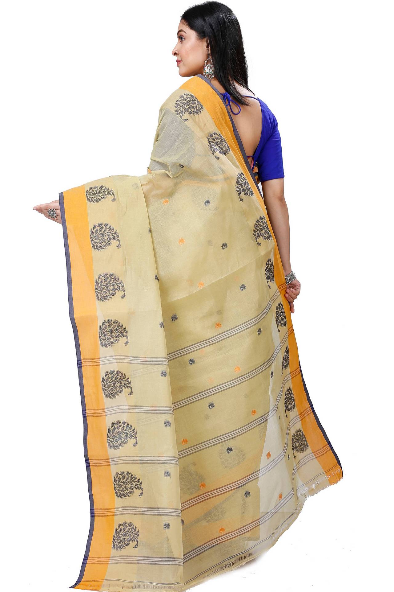 Yellow Pure Cotton Nera Tant Saree (1328)