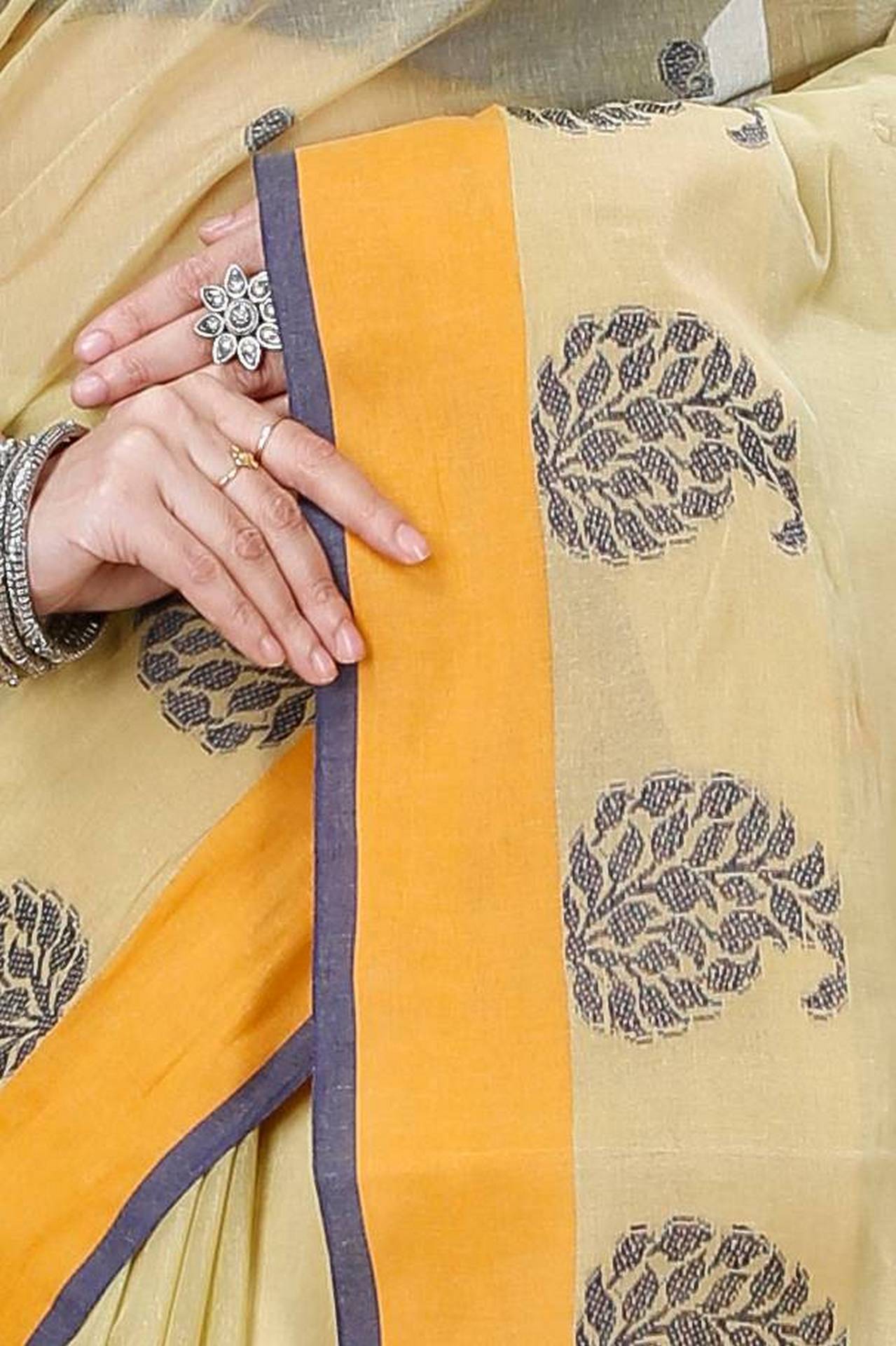 Yellow Pure Cotton Nera Tant Saree (1328)