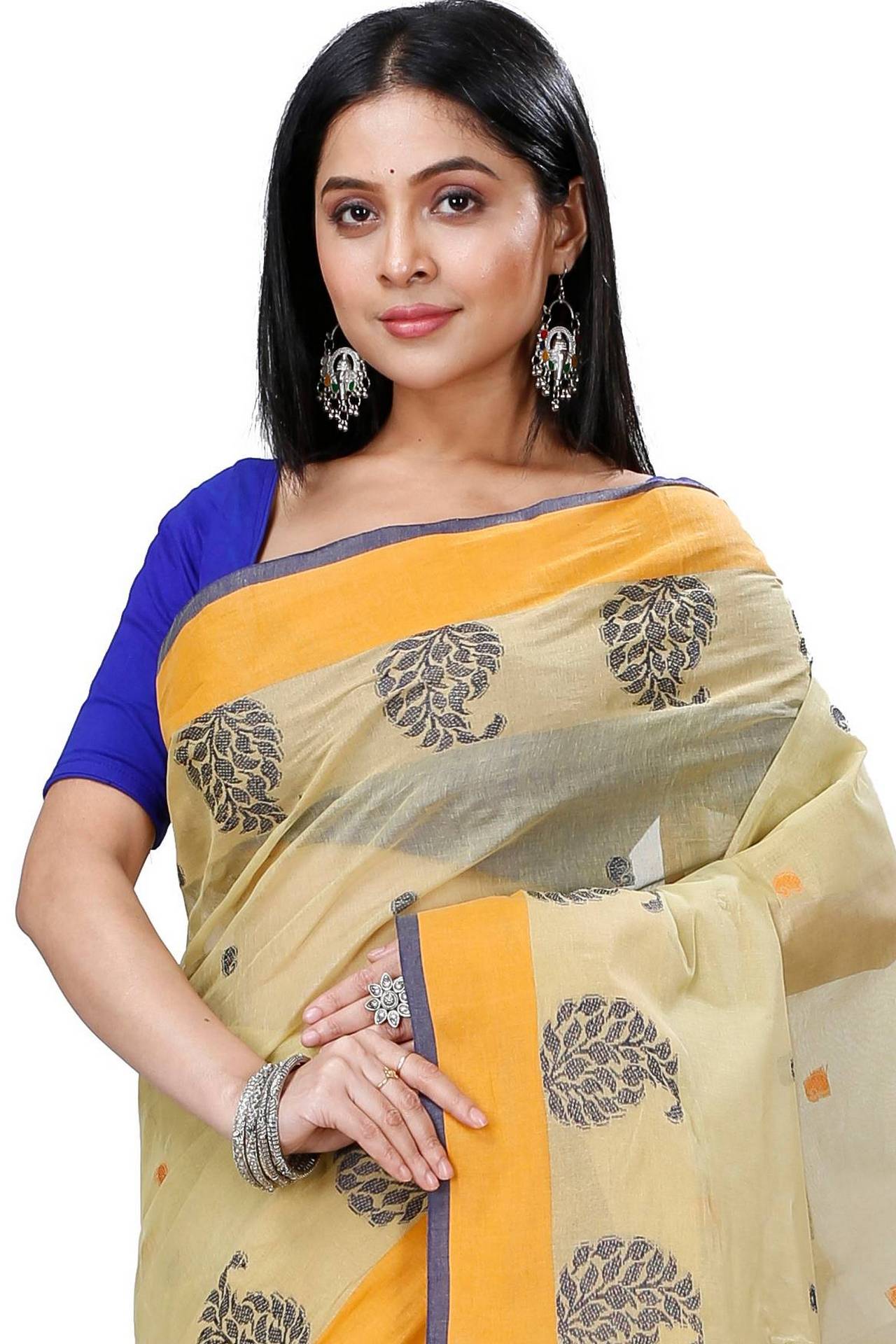 Yellow Pure Cotton Nera Tant Saree (1328)