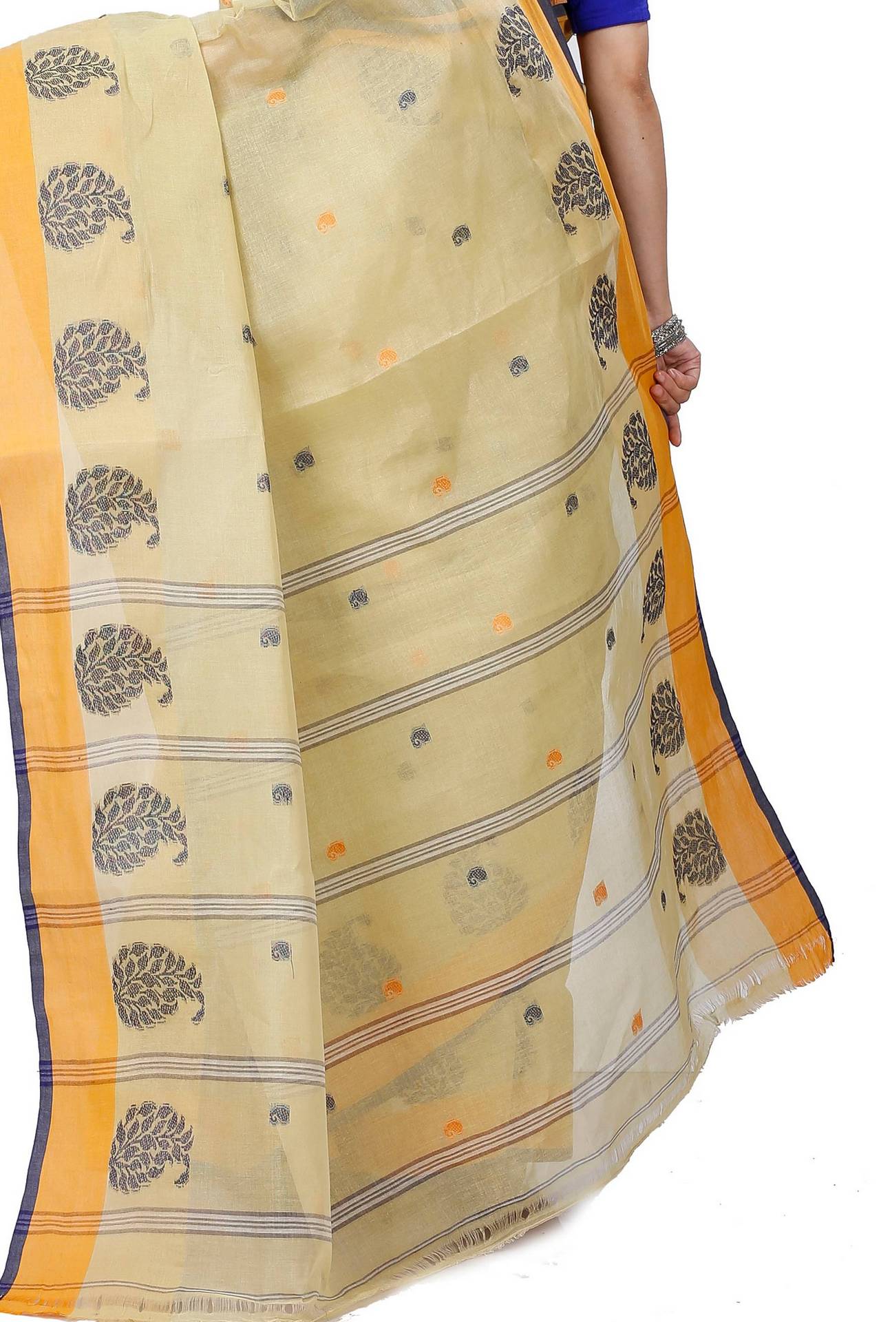 Yellow Pure Cotton Nera Tant Saree (1328)